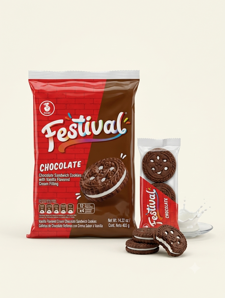 FESTIVAL Chocolate Sandwich Cookies (403g / 12 Packs)